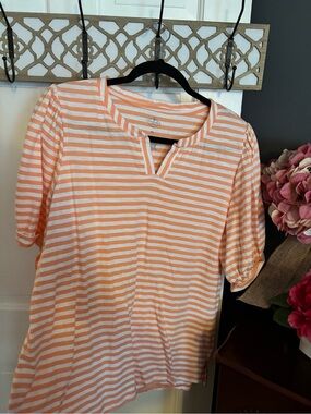 St John’s Bay Lightweight Peach Striped Women’s Top by